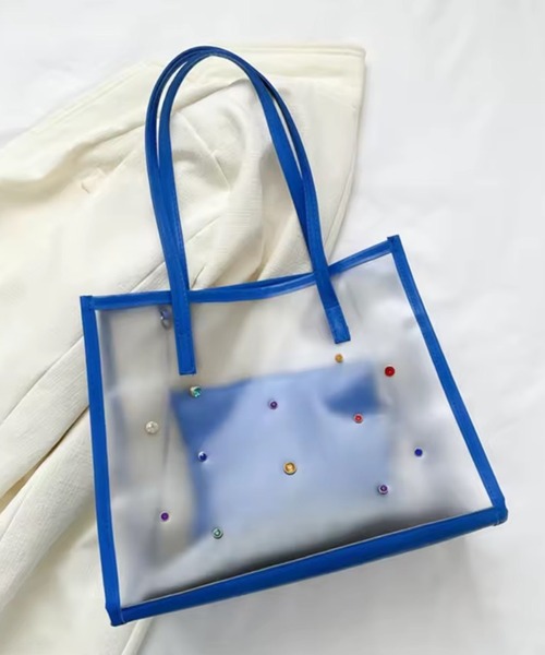 ammy.(エイミードット)の「【 ammy. / エイミードット 】 カラフル ビジュー ポーチ 付き ビーチ バッグ / クリア バッグ(トートバッグ・レディース・ブラック/ブルー/ホワイト/グリーン/ピンク・FREE)」の21枚目の写真