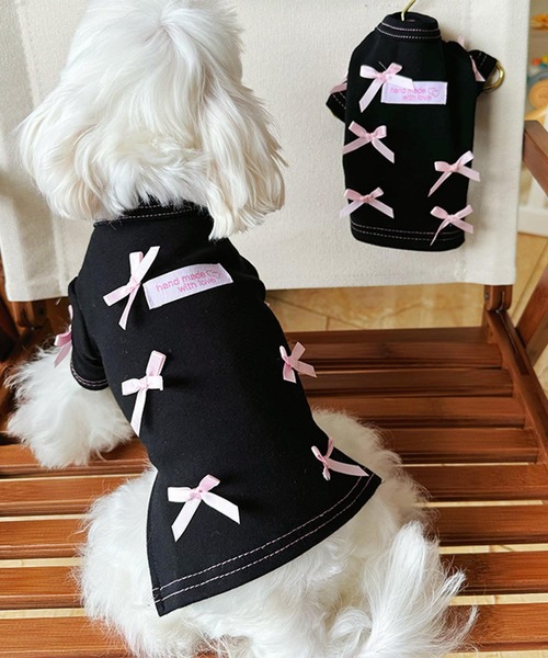 aimoha（アイモハ）の「リボン付きブラック　ペットワンピース（ペットウェア・レディース・ブラック・LARGE/MEDIUM/SMALL/X-SMALL/X-LARGE）」の5枚目の写真