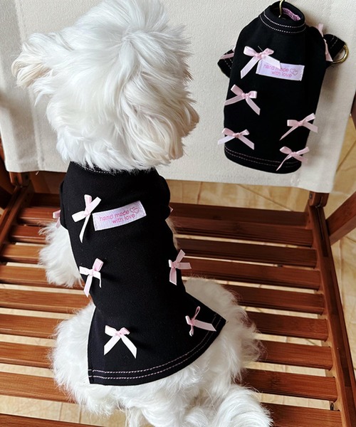 aimoha（アイモハ）の「リボン付きブラック　ペットワンピース（ペットウェア・レディース・ブラック・LARGE/MEDIUM/SMALL/X-SMALL/X-LARGE）」の6枚目の写真