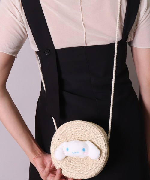 SK)【sanrio】ストロー素材 ラウンド型 ミニ ショルダーバッグ