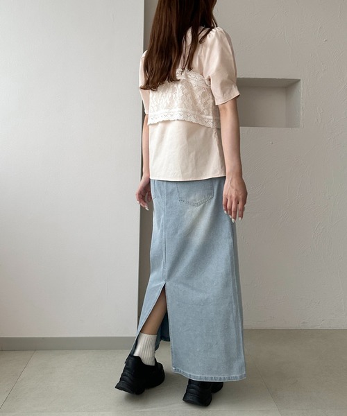 apres jour clair(アプレジュールクレア)の「【apres jour clair】ラインストーンデニムスカート(スカート・レディース・ブルー/サックスブルー・MEDIUM/LARGE)」の8枚目の写真