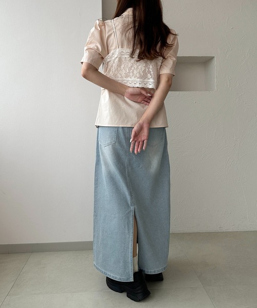 apres jour clair(アプレジュールクレア)の「【apres jour clair】ラインストーンデニムスカート(スカート・レディース・ブルー/サックスブルー・MEDIUM/LARGE)」の9枚目の写真