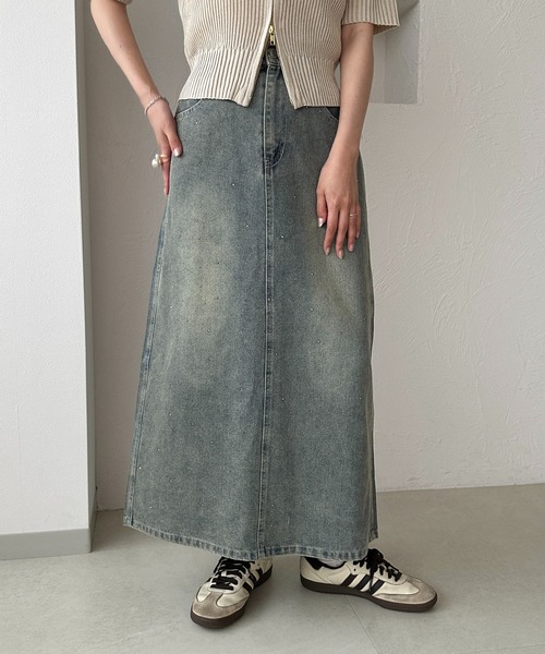 apres jour clair(アプレジュールクレア)の「【apres jour clair】ラインストーンデニムスカート(スカート・レディース・ブルー/サックスブルー・MEDIUM/LARGE)」の11枚目の写真