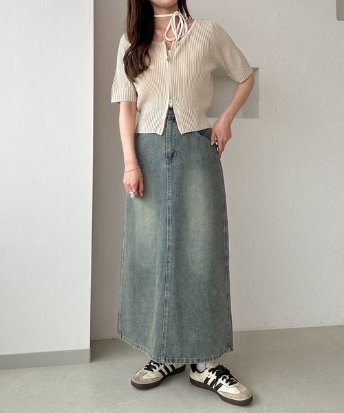apres jour clair(アプレジュールクレア)の「【apres jour clair】ラインストーンデニムスカート(スカート・レディース・ブルー/サックスブルー・MEDIUM/LARGE)」の15枚目の写真