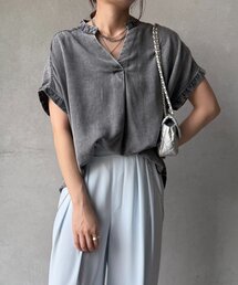 【WEB限定】バックボタンリヨセルデニム半袖シャツ