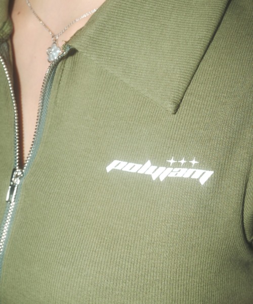 Poly Jam(ポリージャム)の「short sleeve double zip parka / 半袖ジップパーカー(パーカー・レディース・ホワイト/ブラック/カーキ・FREE)」の21枚目の写真