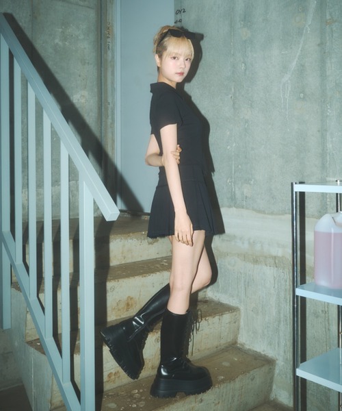 Poly Jam(ポリージャム)の「short sleeve double zip parka / 半袖ジップパーカー(パーカー・レディース・ホワイト/ブラック/カーキ・FREE)」の9枚目の写真