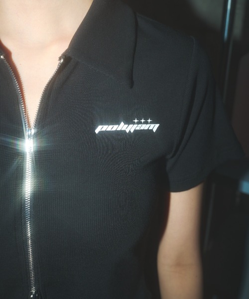 Poly Jam(ポリージャム)の「short sleeve double zip parka / 半袖ジップパーカー(パーカー・レディース・ホワイト/ブラック/カーキ・FREE)」の22枚目の写真
