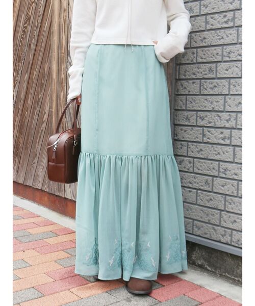 Ungrid（アングリッド）の「エンブロイダリーシアーデザインスカート（スカート・レディース・その他1/グリーン/オフホワイト・FREE）」の8枚目の写真
