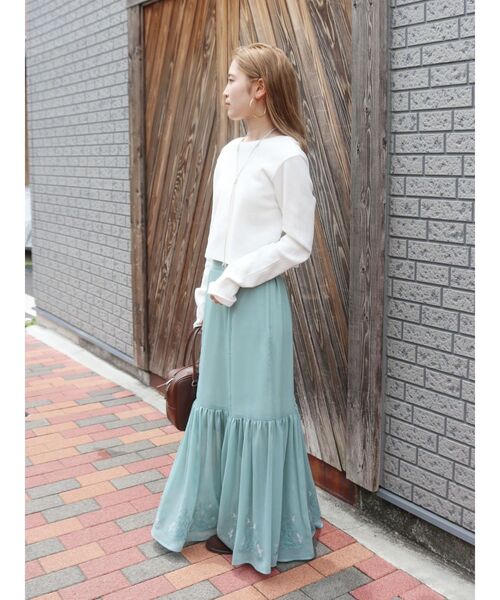 Ungrid（アングリッド）の「エンブロイダリーシアーデザインスカート（スカート・レディース・その他1/グリーン/オフホワイト・FREE）」の10枚目の写真