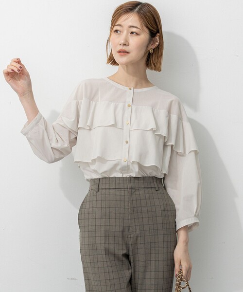 Oggi9月号掲載/洗える】クリアトリコットジャージー フリルデザイン