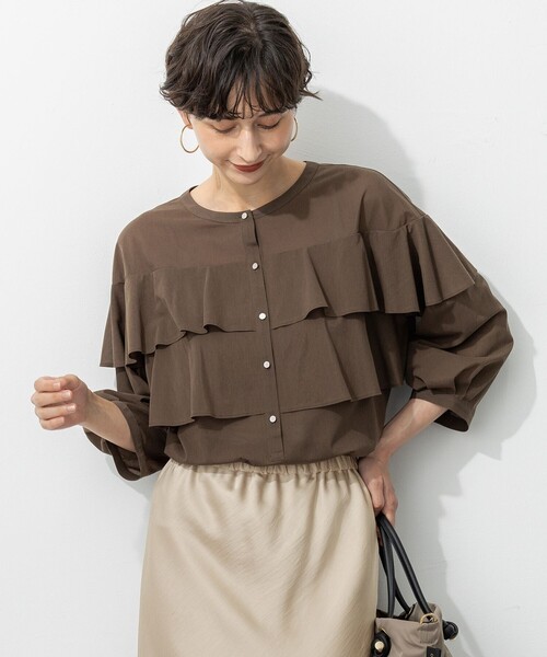 【23区2025AW】クリアトリコットジャージー フリル カットソー 23区2025AW】クリアトリコットジャージー フリル カットソー