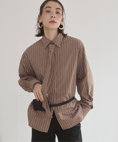 ANGIE(アンジー)の「【2WAY】タイ付き オーバーサイズ シャツ / オフィスカジュアル / 通勤 / 春服(シャツ/ブラウス・レディース・サックスブルー/ブラウン系その他/ブルー系その他/ホワイト・FREE)」の19枚目の写真