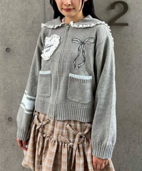 Candy Stripper（キャンディストリッパー）の「CANDY CLUB SAILOR KNIT ブルゾン（ブルゾン・レディース・アイボリー/ライトブルー/グレー・FREE）」の3枚目の写真