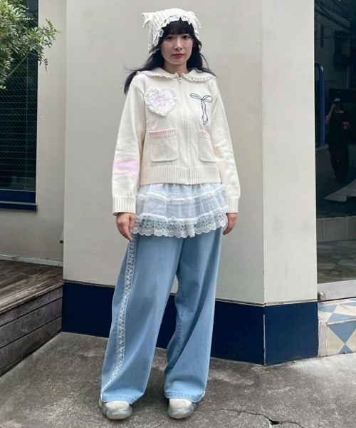 Candy Stripper（キャンディストリッパー）の「CANDY CLUB SAILOR KNIT ブルゾン（ブルゾン・レディース・アイボリー/ライトブルー/グレー・FREE）」の4枚目の写真