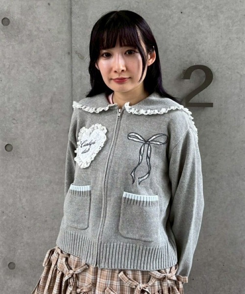 Candy Stripper（キャンディストリッパー）の「CANDY CLUB SAILOR KNIT ブルゾン（ブルゾン・レディース・アイボリー/ライトブルー/グレー・FREE）」の7枚目の写真