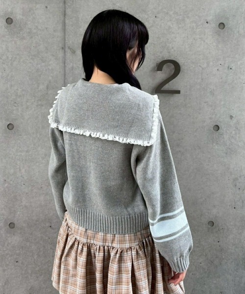 Candy Stripper（キャンディストリッパー）の「CANDY CLUB SAILOR KNIT ブルゾン（ブルゾン・レディース・アイボリー/ライトブルー/グレー・FREE）」の9枚目の写真