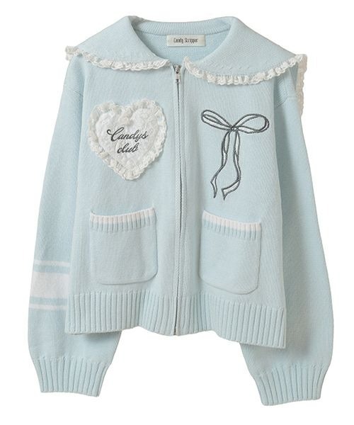 Candy Stripper（キャンディストリッパー）の「CANDY CLUB SAILOR KNIT ブルゾン（ブルゾン・レディース・アイボリー/ライトブルー/グレー・FREE）」の14枚目の写真