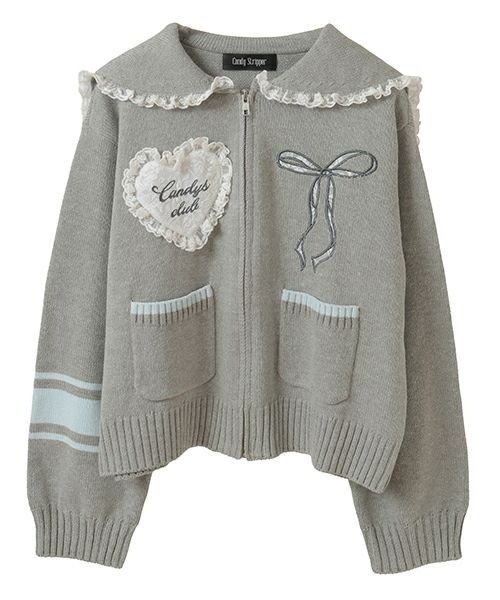 Candy Stripper（キャンディストリッパー）の「CANDY CLUB SAILOR KNIT ブルゾン（ブルゾン・レディース・アイボリー/ライトブルー/グレー・FREE）」の13枚目の写真