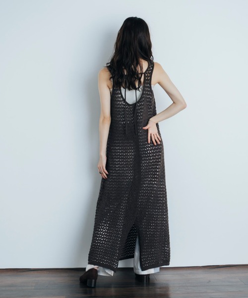 Shelly island（シェリーアイランド）の「透かし編みレイヤードワンピース（ワンピース・レディース・ホワイト/ブラック/ブラウン・FREE）」の13枚目の写真