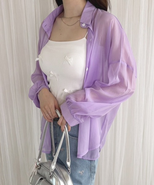 frunco（フランコ）の「【ZOZO限定】シアーシャツ（シャツ/ブラウス・レディース・イエロー/パープル/ブラック/ブルー/ホワイト/ピンク・FREE）」の10枚目の写真