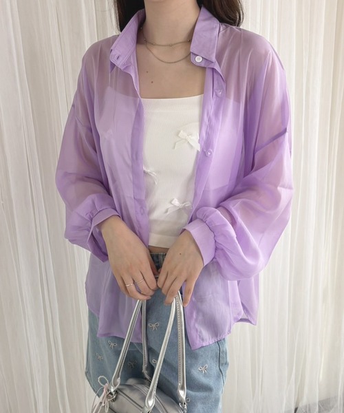 frunco（フランコ）の「【ZOZO限定】シアーシャツ（シャツ/ブラウス・レディース・イエロー/パープル/ブラック/ブルー/ホワイト/ピンク・FREE）」の11枚目の写真