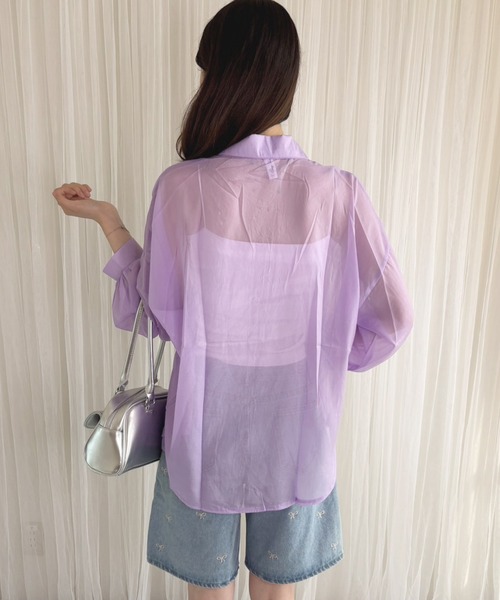frunco（フランコ）の「【ZOZO限定】シアーシャツ（シャツ/ブラウス・レディース・イエロー/パープル/ブラック/ブルー/ホワイト/ピンク・FREE）」の13枚目の写真