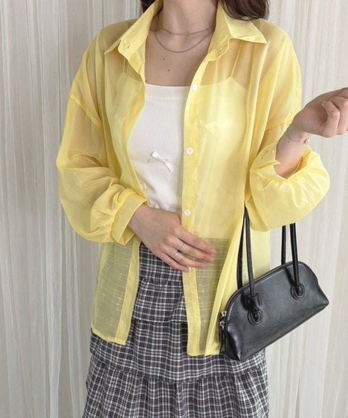 frunco（フランコ）の「【ZOZO限定】シアーシャツ（シャツ/ブラウス・レディース・イエロー/パープル/ブラック/ブルー/ホワイト/ピンク・FREE）」の17枚目の写真
