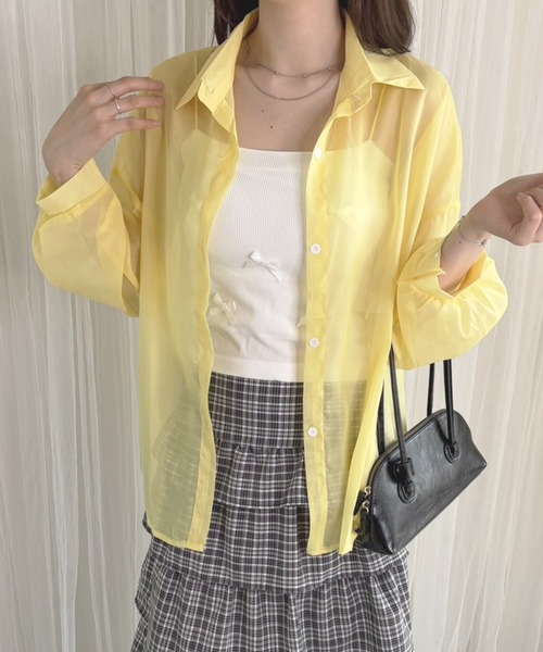 frunco（フランコ）の「【ZOZO限定】シアーシャツ（シャツ/ブラウス・レディース・イエロー/パープル/ブラック/ブルー/ホワイト/ピンク・FREE）」の18枚目の写真