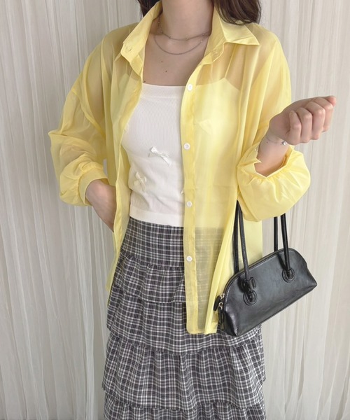 frunco（フランコ）の「【ZOZO限定】シアーシャツ（シャツ/ブラウス・レディース・イエロー/パープル/ブラック/ブルー/ホワイト/ピンク・FREE）」の19枚目の写真