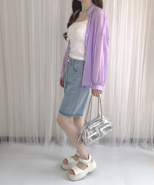 frunco（フランコ）の「【ZOZO限定】シアーシャツ（シャツ/ブラウス・レディース・イエロー/パープル/ブラック/ブルー/ホワイト/ピンク・FREE）」の15枚目の写真