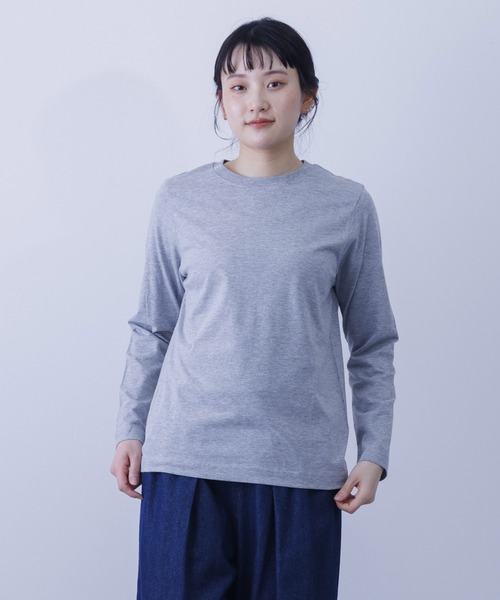 BACKYARD FAMILY(バックヤードファミリー)の「コットン天竺長袖Tシャツ(Tシャツ/カットソー・レディース・ミント/ベージュ系その他/ライトイエロー/杢グレー/ライトブルー/ライトカーキ/ブラック/オフホワイト/グレー系その他・M/LL/L)」の5枚目の写真