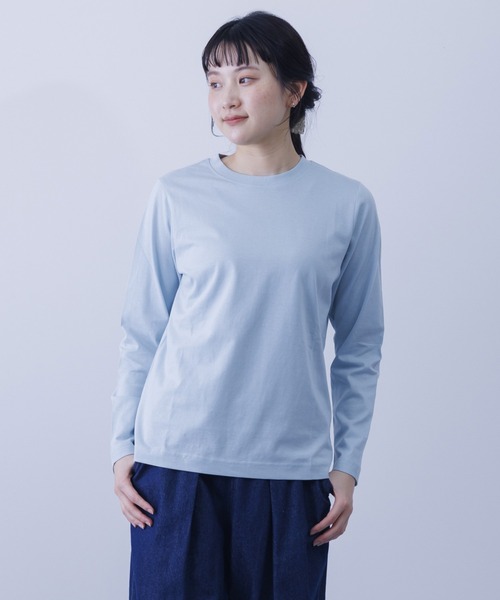 BACKYARD FAMILY(バックヤードファミリー)の「コットン天竺長袖Tシャツ(Tシャツ/カットソー・レディース・ミント/ベージュ系その他/ライトイエロー/杢グレー/ライトブルー/ライトカーキ/ブラック/オフホワイト/グレー系その他・M/LL/L)」の9枚目の写真