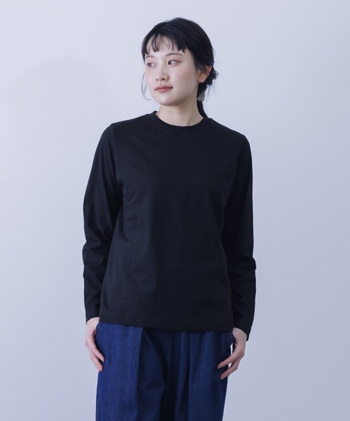 BACKYARD FAMILY(バックヤードファミリー)の「コットン天竺長袖Tシャツ(Tシャツ/カットソー・レディース・ミント/ベージュ系その他/ライトイエロー/杢グレー/ライトブルー/ライトカーキ/ブラック/オフホワイト/グレー系その他・M/LL/L)」の3枚目の写真