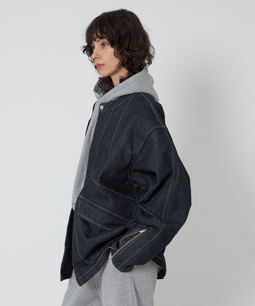 セール】＜ASTRAET＞デニム ノーカラー ジップブルゾン UNISEX（デニム