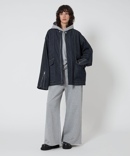 ASTRAET＞デニム ノーカラー ジップブルゾン UNISEX（デニム