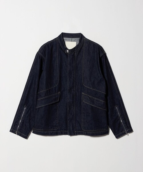 ASTRAET(アストラット)の「<ASTRAET>デニム ノーカラー ジップブルゾン UNISEX(デニムジャケット・レディース・ネイビー・1)」の9枚目の写真