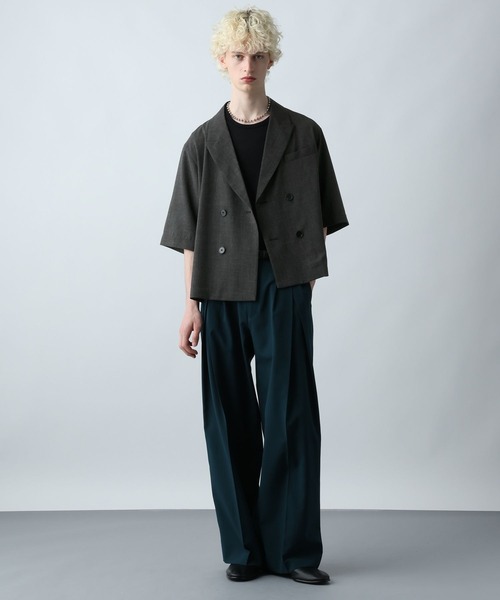 HARE（ハレ）の「【SET UP対応】メランジショートジャケット(HARE)（テーラードジャケット・メンズ・ブルー/ブラック系その他/ブラウン・SMALL/MEDIUM）」の4枚目の写真