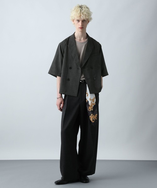 HARE（ハレ）の「【SET UP対応】メランジショートジャケット(HARE)（テーラードジャケット・メンズ・ブルー/ブラック系その他/ブラウン・SMALL/MEDIUM）」の5枚目の写真