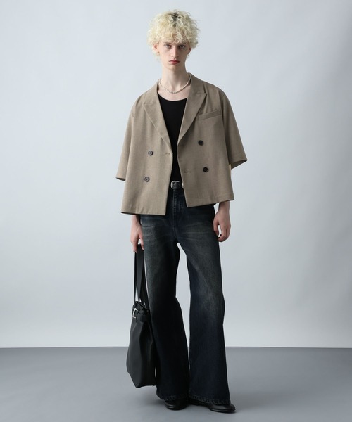 HARE（ハレ）の「【SET UP対応】メランジショートジャケット(HARE)（テーラードジャケット・メンズ・ブルー/ブラック系その他/ブラウン・SMALL/MEDIUM）」の9枚目の写真