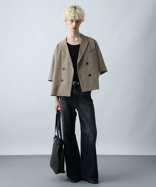 HARE（ハレ）の「【SET UP対応】メランジショートジャケット(HARE)（テーラードジャケット・メンズ・ブルー/ブラック系その他/ブラウン・SMALL/MEDIUM）」の10枚目の写真