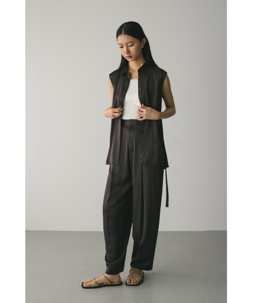 STYLEMIXER（スタイルミキサー）の「サテンタックフォルムパンツ（その他パンツ・レディース・アイボリー/ブラウン・SMALL/MEDIUM）」の16枚目の写真