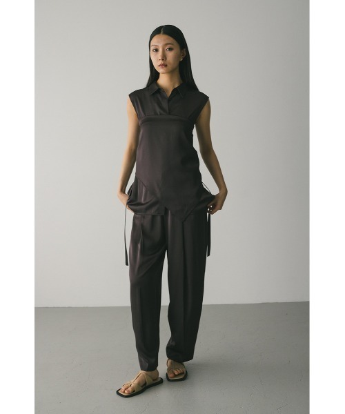 STYLEMIXER（スタイルミキサー）の「サテンタックフォルムパンツ（その他パンツ・レディース・アイボリー/ブラウン・SMALL/MEDIUM）」の17枚目の写真