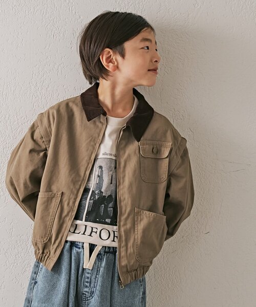 KIDS】【男女兼用】袖取り外しワークジャケットアウター KIDS】【男女兼用】袖取り外しワークジャケットアウター