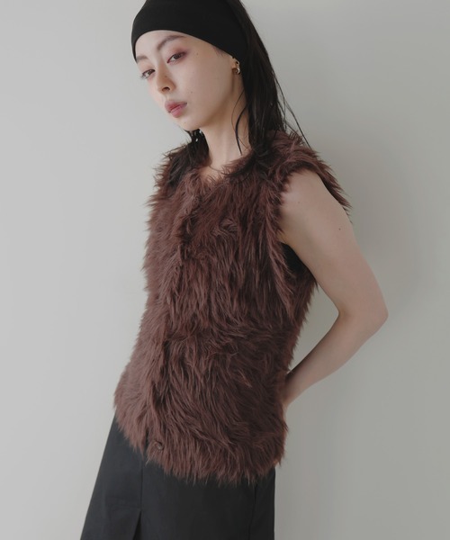 LIAN（リアン）の「フェザーニットベスト（ベスト・レディース・チャコールグレー/アイボリー/ブラウン・FREE）」の9枚目の写真