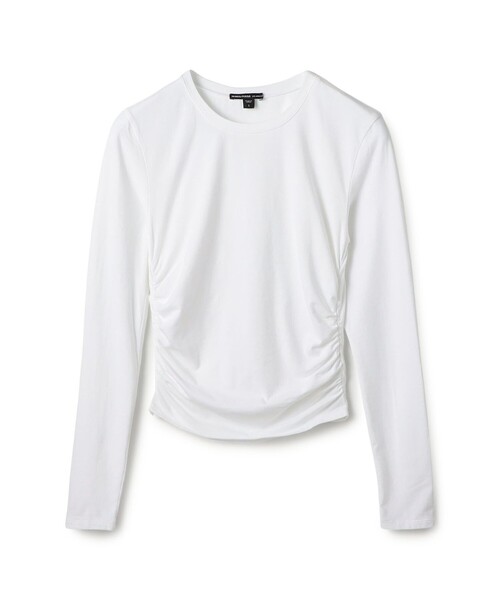 JAMES PERSE(ジェームスパース)の「コットンポリエステルジャージー サイドシャーリングTシャツ WMTP3232(Tシャツ/カットソー・レディース・ダークグリーン/ブラック/ホワイト・1)」の2枚目の写真