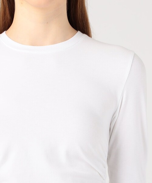 JAMES PERSE(ジェームスパース)の「コットンポリエステルジャージー サイドシャーリングTシャツ WMTP3232(Tシャツ/カットソー・レディース・ダークグリーン/ブラック/ホワイト・1)」の8枚目の写真