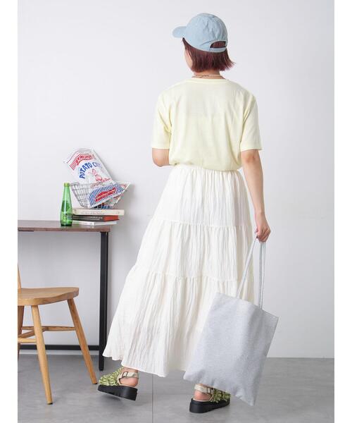 ehka sopo(エヘカソポ)の「ロゴ刺繍Tシャツ(Tシャツ/カットソー・レディース・オフホワイト/チャコールグレー/イエロー・F)」の10枚目の写真