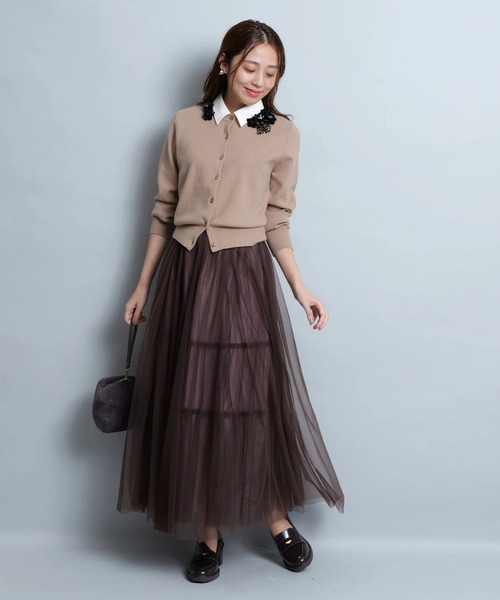 JUSGLITTY（ジャスグリッティー）の「レイヤーチュールスカート（スカート・レディース・ブラック/ブラウン/ネイビー・2/1/0）」の11枚目の写真