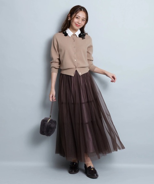 JUSGLITTY（ジャスグリッティー）の「レイヤーチュールスカート（スカート・レディース・ブラック/ブラウン/ネイビー・2/1/0）」の12枚目の写真